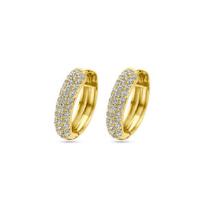 klapoorringen zirkonia 15,5 mm 1 micron zilver verguld (geel)