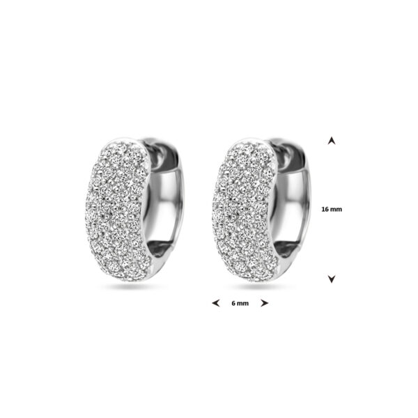 klapoorringen zirkonia 16 mm zilver gerhodineerd - Afbeelding 4