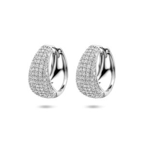 klapoorringen zirkonia 18 mm zilver gerhodineerd