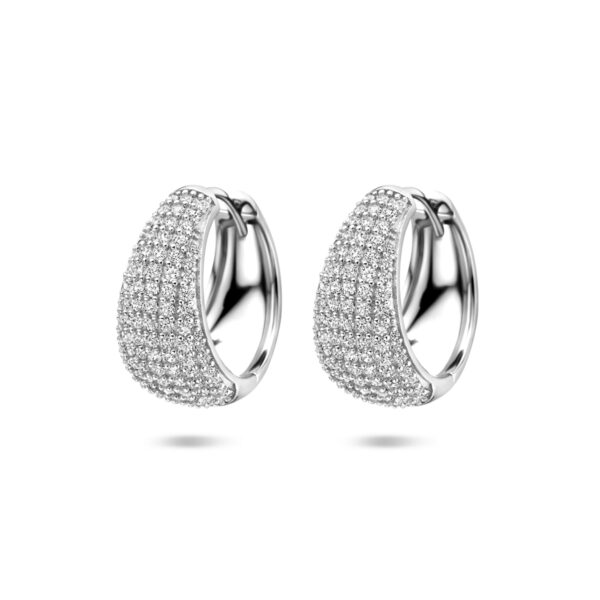 klapoorringen zirkonia 18 mm zilver gerhodineerd