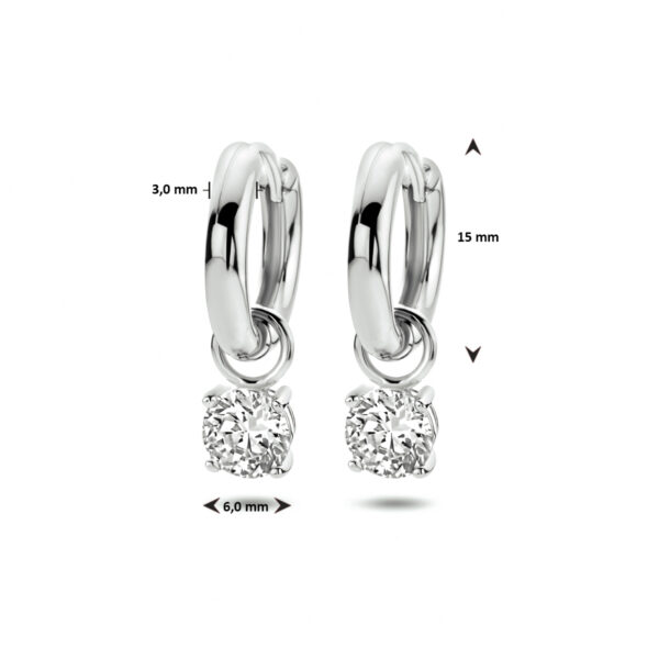 klapoorringen zirkonia zilver gerhodineerd - Afbeelding 3