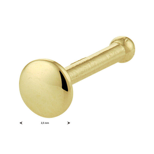 kogel neusknopje rond 14K geelgoud - Afbeelding 2