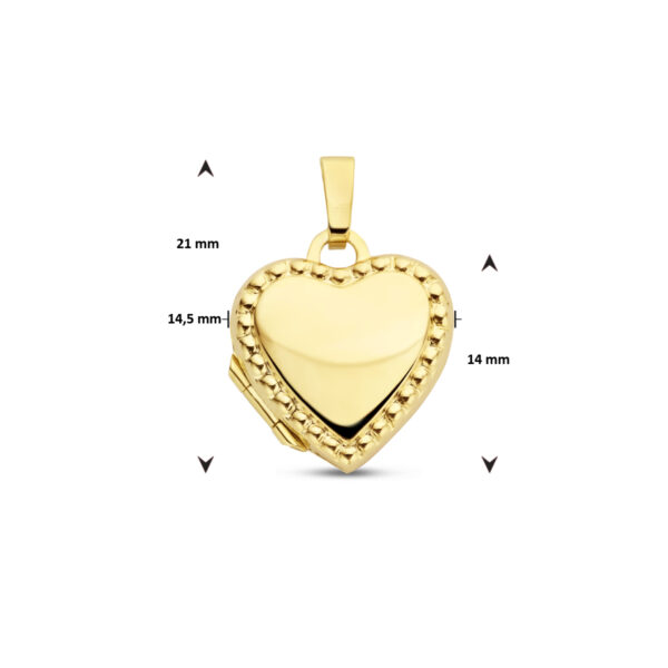 medaillon hart bolletjes 14K geelgoud - Afbeelding 5