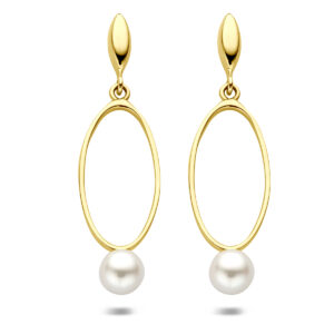 oorhanger parel 37 mm 14K geelgoud