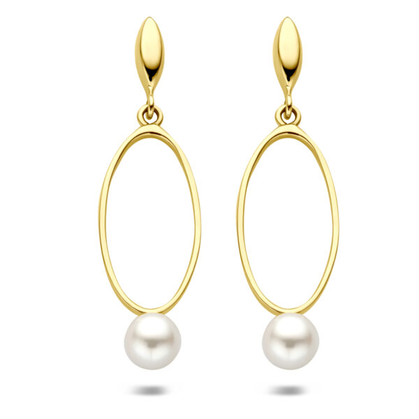 oorhanger parel 37 mm 14K geelgoud