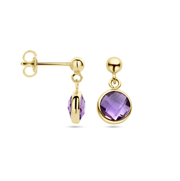 oorhangers amethist 14K geelgoud - Afbeelding 3