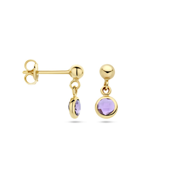 oorhangers amethist 14K geelgoud - Afbeelding 3
