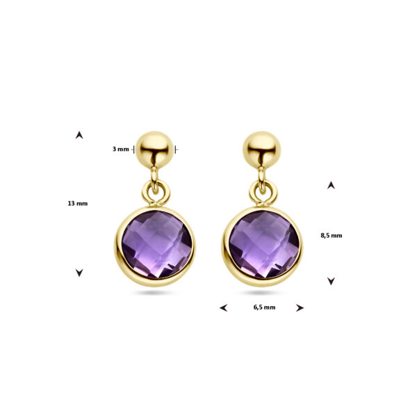 oorhangers amethist 14K geelgoud - Afbeelding 4