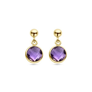 oorhangers amethist 14K geelgoud