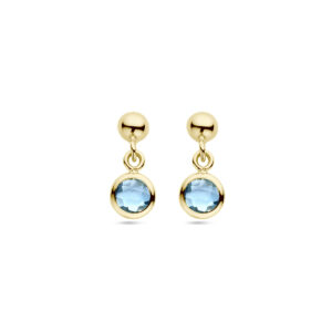 oorhangers blauw topaas 14K geelgoud