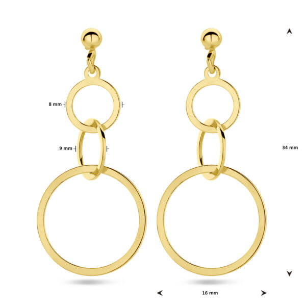 oorhangers cirkels 1 micron zilver verguld (geel) - Afbeelding 4