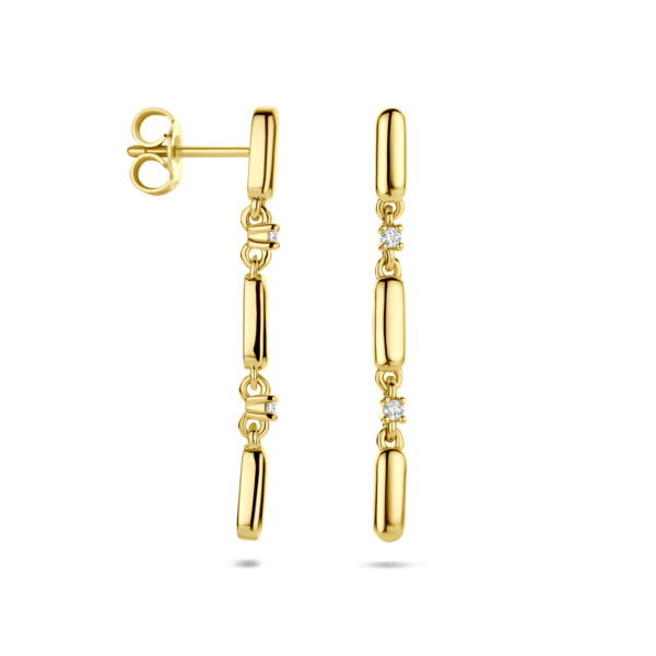 oorhangers diamant 0.06ct (2x 0.03ct) h si 32 mm 14K geelgoud - Afbeelding 3