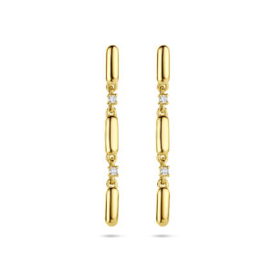 oorhangers diamant 0.06ct (2x 0.03ct) h si 32 mm 14K geelgoud