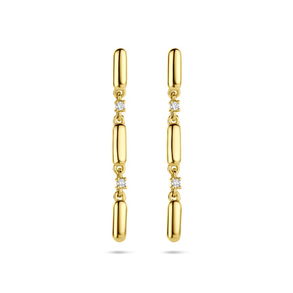 oorhangers diamant 0.06ct (2x 0.03ct) h si 32 mm 14K geelgoud