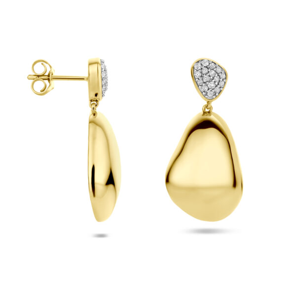 oorhangers diamant 0.20ct (2x 0.10ct) h si 27 mm 14K geelgoud - Afbeelding 3