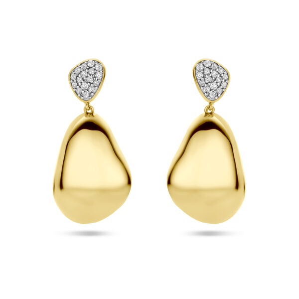oorhangers diamant 0.20ct (2x 0.10ct) h si 27 mm 14K geelgoud