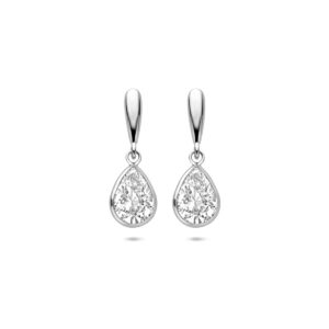 oorhangers druppel zirkonia 20 mm zilver gerhodineerd