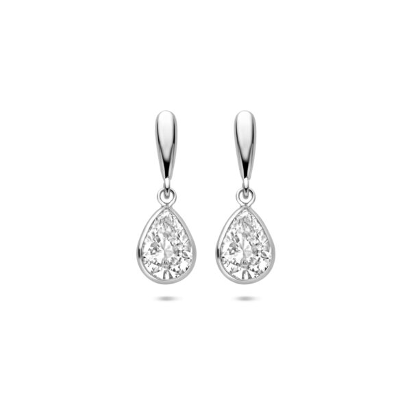 oorhangers druppel zirkonia 20 mm zilver gerhodineerd