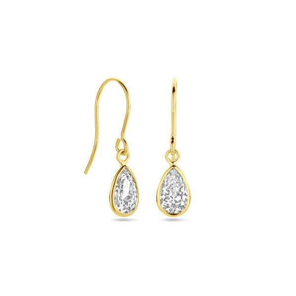 oorhangers franse haak zirkonia 23 mm 14K geelgoud - Afbeelding 3
