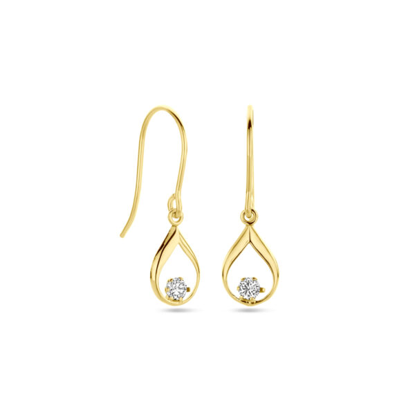 oorhangers franse haak zirkonia 23 mm 14K geelgoud - Afbeelding 3