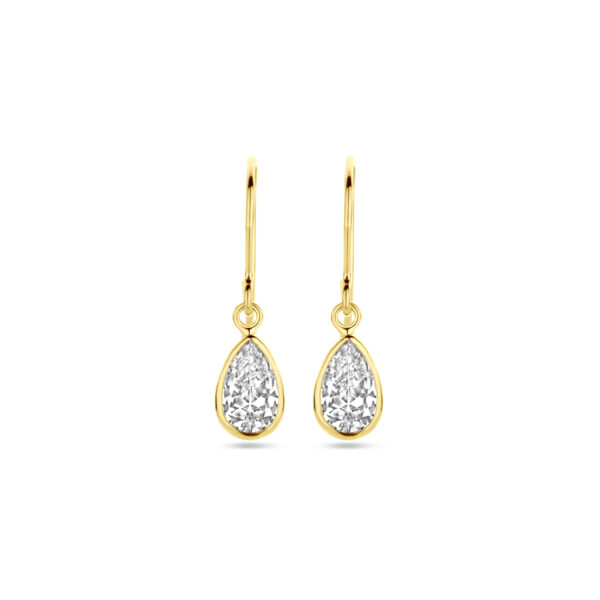oorhangers franse haak zirkonia 23 mm 14K geelgoud