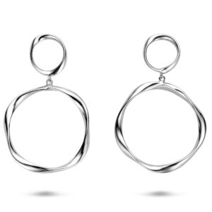oorhangers gedraaid 66 mm zilver gerhodineerd