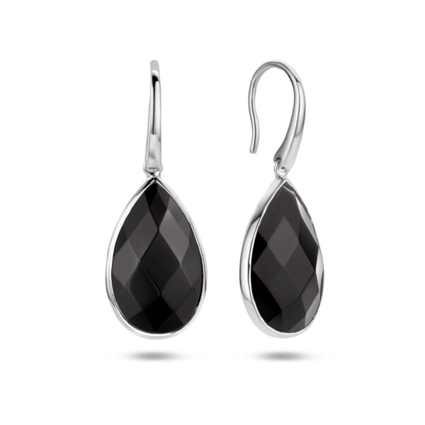 oorhangers onyx franse haak zilver gerhodineerd - Afbeelding 3