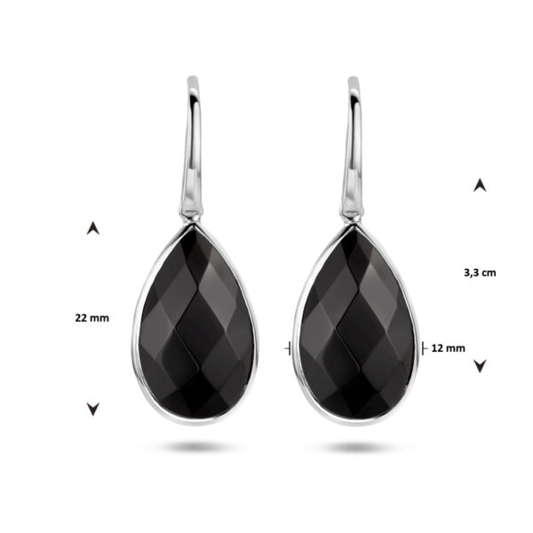 oorhangers onyx franse haak zilver gerhodineerd - Afbeelding 4