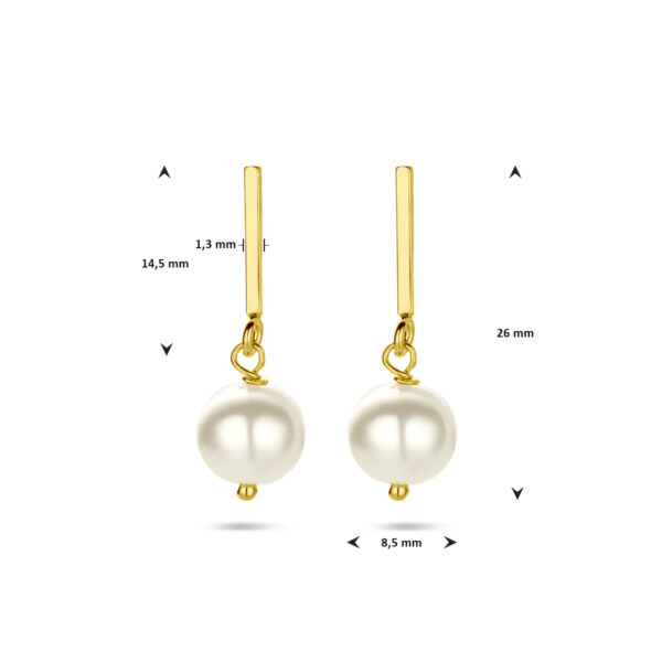 oorhangers parel 26 mm 1 micron zilver verguld (geel) - Afbeelding 4