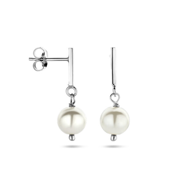 oorhangers parel 26 mm zilver gerhodineerd - Afbeelding 3