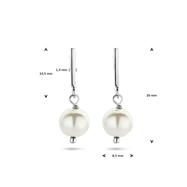 oorhangers parel 26 mm zilver gerhodineerd - Afbeelding 4