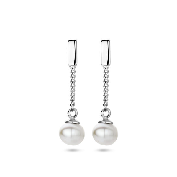oorhangers parel zilver gerhodineerd