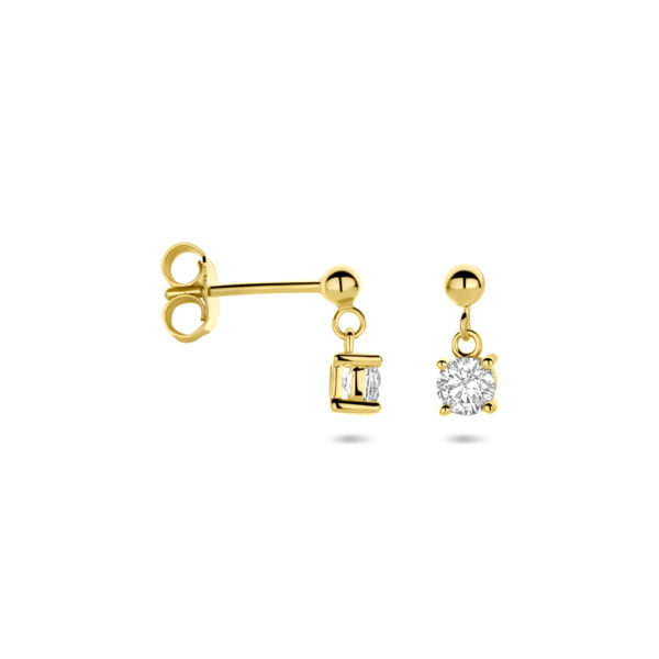 oorhangers zirkonia 11 mm 1 micron zilver verguld (geel) - Afbeelding 3