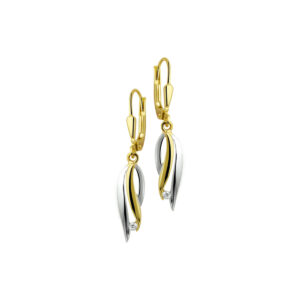 oorhangers zirkonia brisur haak 14K geelgoud