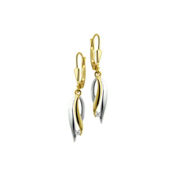 oorhangers zirkonia brisur haak 14K geelgoud
