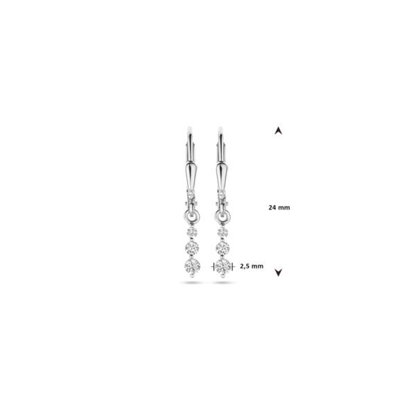 oorhangers zirkonia brisur haak 24 mm zilver gerhodineerd - Afbeelding 4