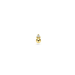 oorknop bol diamant 0.01ct h p1 per stuk 14K geelgoud