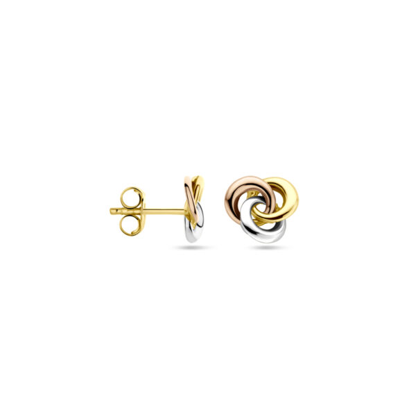 oorknoppen 7 mm 14K tricolor goud - Afbeelding 3