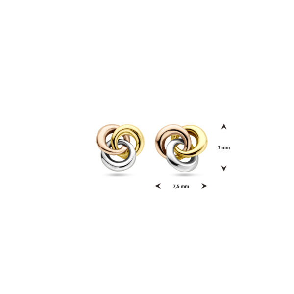 oorknoppen 7 mm 14K tricolor goud - Afbeelding 4