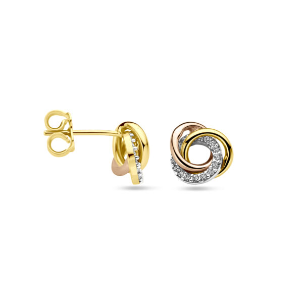 oorknoppen 9 mm 14K tricolor goud - Afbeelding 3