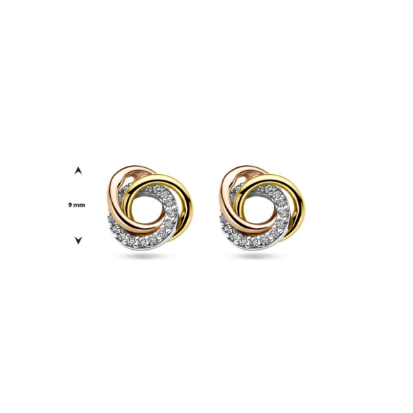 oorknoppen 9 mm 14K tricolor goud - Afbeelding 4