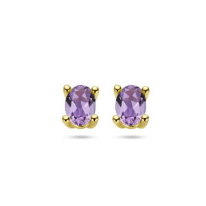 oorknoppen amethist 14K geelgoud