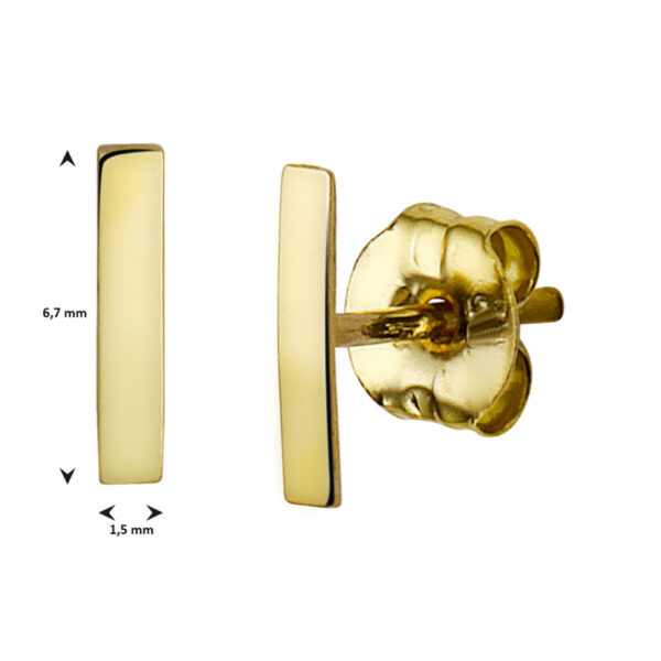 oorknoppen balkje 14K geelgoud - Afbeelding 3
