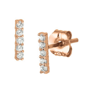 oorknoppen balkje zirkonia 7 mm 14K roségoud