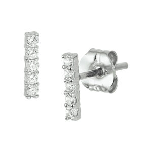 oorknoppen balkje zirkonia 7 mm 14K witgoud