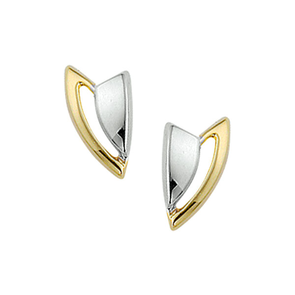 oorknoppen bicolor gestift 14K geelgoud