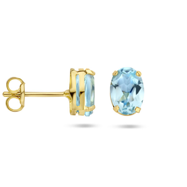 oorknoppen blauw topaas 14K geelgoud - Afbeelding 3