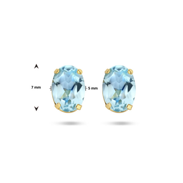 oorknoppen blauw topaas 14K geelgoud - Afbeelding 4