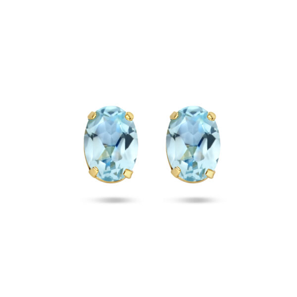 oorknoppen blauw topaas 14K geelgoud