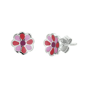 oorknoppen bloem zilver gerhodineerd